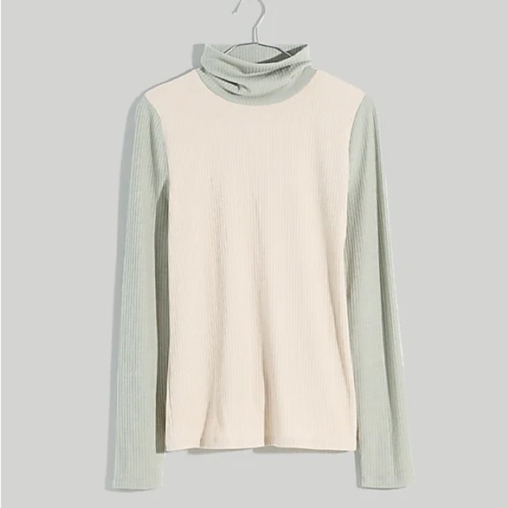 Madewell Colorblock Ribbed Turtleneck Top